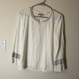 White flowy long sleeve shirt